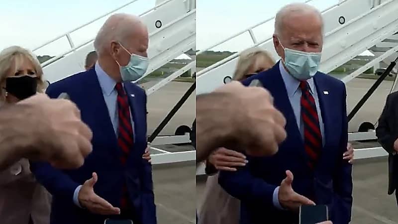 تصرف غريب من زوجة جو بايدن أمام الصحافيين