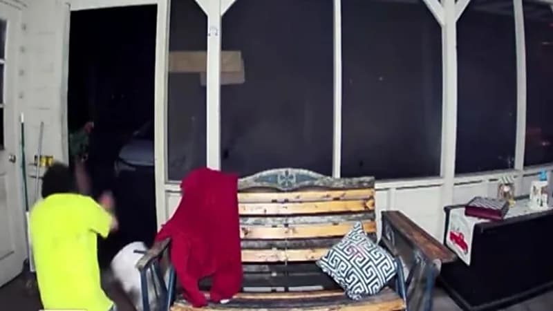 شاهد.. معركة شرسة بين دب ضخم ورجل بعد اقتحامه شرفة منزله