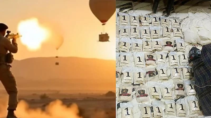 إحباط محاولة تهريب مخدرات عبر بالونات بدائية شرق الأردن.. فيديو