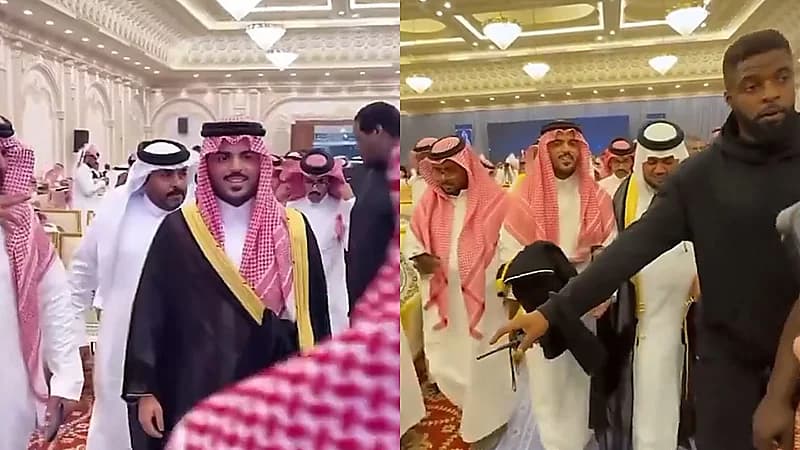 غازي الذيابي يسير بحراسة خلال حضوره لـ حفل زفاف والمتابعين: ترامب ما عملها .. فيديو