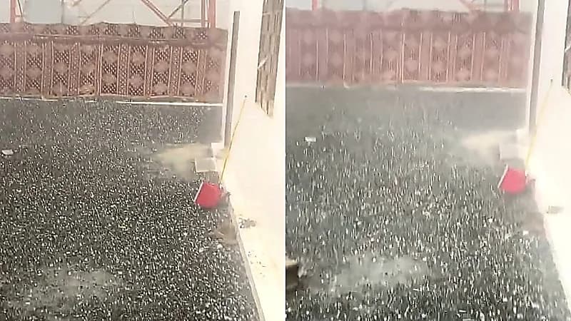 زخات البرد تتساقط على بردية الشرايع بمكة المكرمة.. فيديو