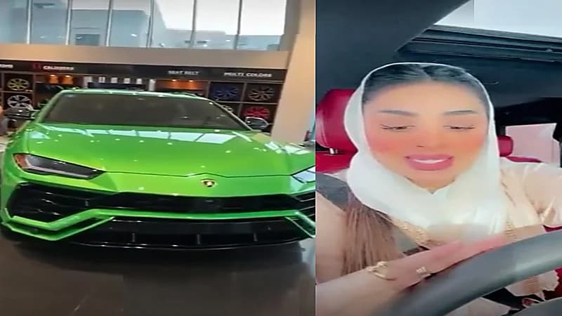 شاهد.. أمل الأنصاري تستعرض سيارتها " اللامبورجيني"