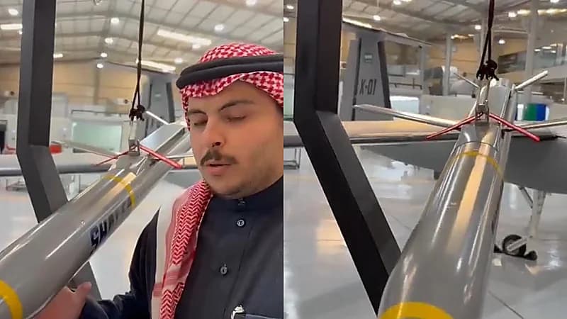 مهندس طيار يستعرض صاروخ صُنع في المملكة للطائرات بدون طيار .. فيديو