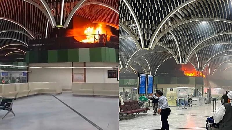 بالفيديو والصور.. اندلاع حريق في مطار بغداد الدولي