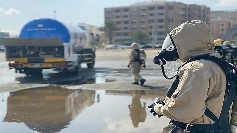 شاهد.. مدني الطائف يسيطر على حادث تسرب غاز من صهريج شاحنة