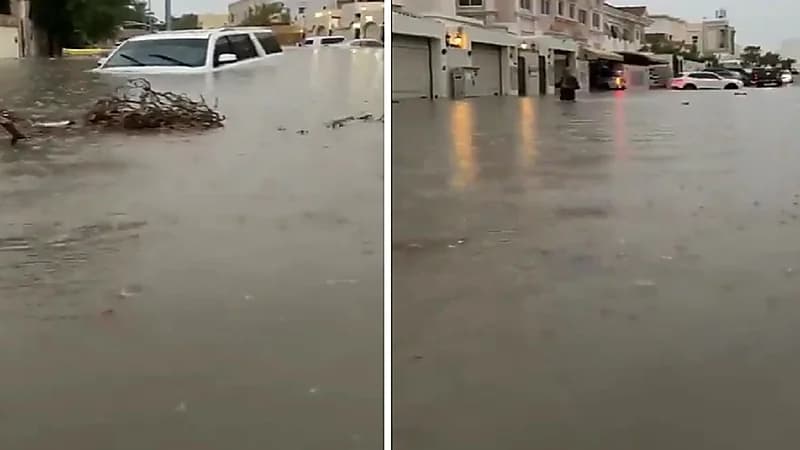 سيول تُغرق أحياء في دبي .. فيديو
