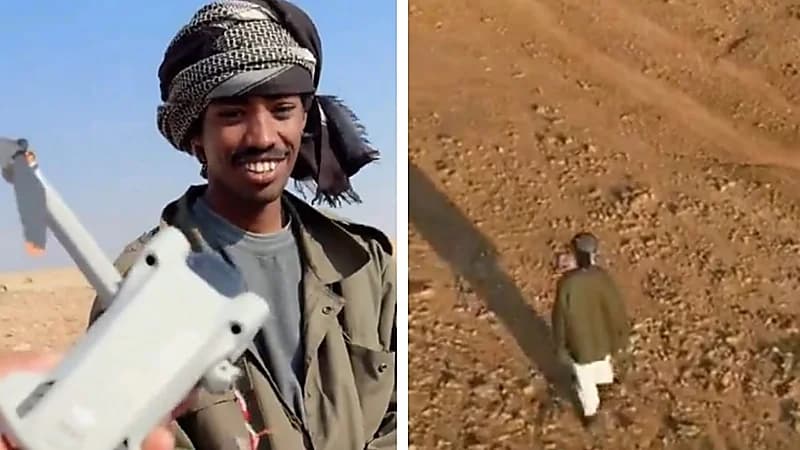 راعي أغنام يسقط طائرة درون بالحجر ظن أنها قنبلة .. فيديو