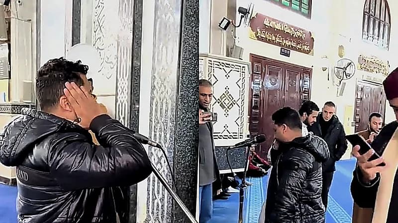 بطريقة الأذان الحجازي .. فنان مغربي معتزل يؤدي الأذان بأحد المساجد المصرية .. فيديو