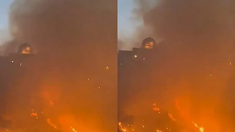 حريق هائل بالقرب من المسجد الأقصى المبارك .. فيديو