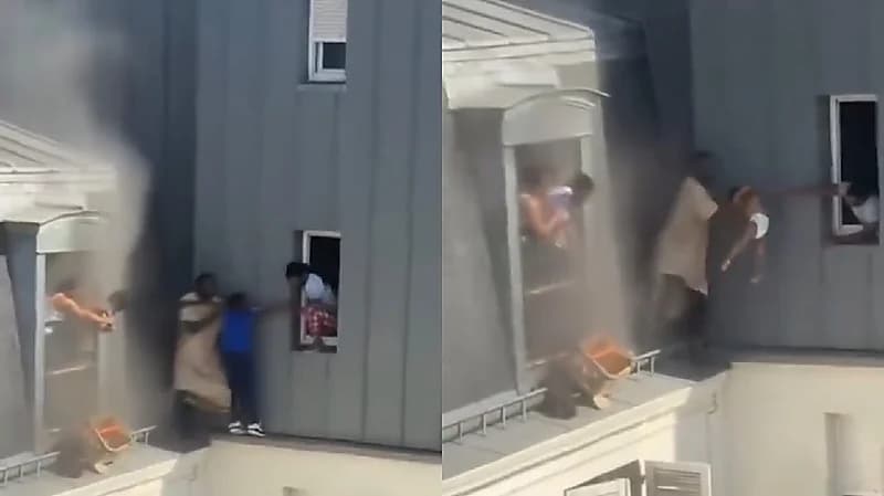 مهاجر أفريقي ينقذ عائلة من حريق في باريس .. فيديو