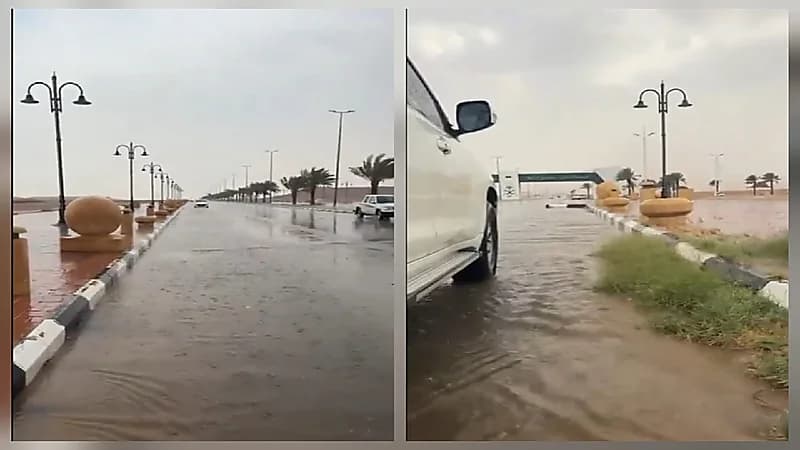 أمطار غزيرة تضرب تمير شمال الرياض .. فيديو