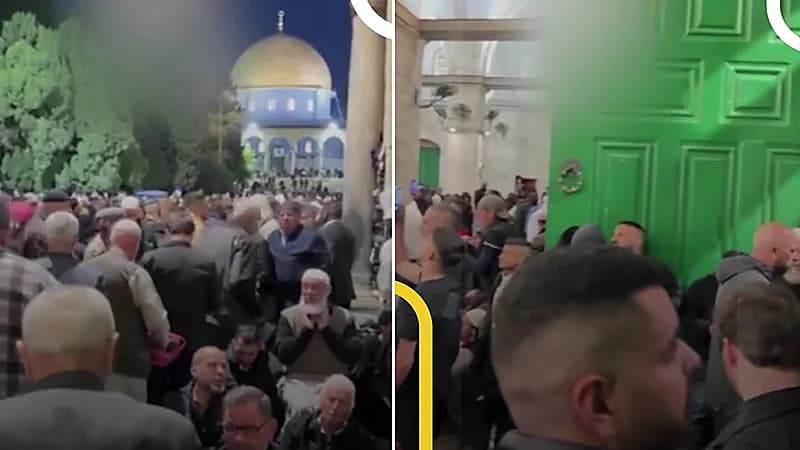 تكبيرات العيد تصدح في المسجد الأقصى في أول أيام عيد الفطر.. فيديو