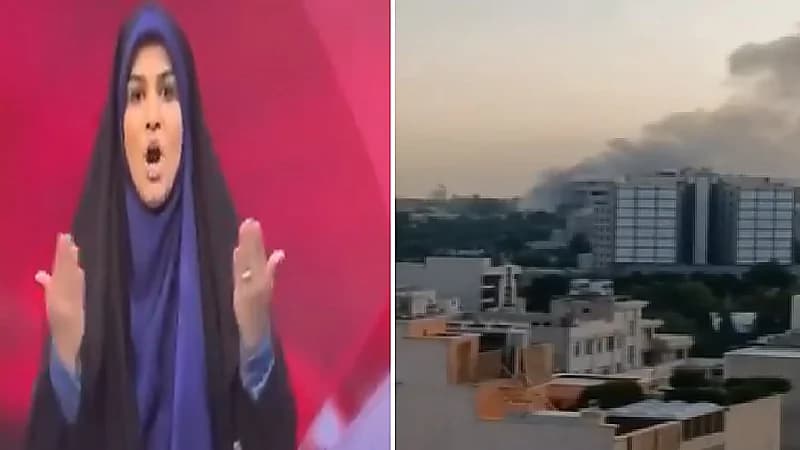 إسرائيل تقصف مبنى التلفزيون الإيراني والمذيعة تهرب على الهواء.. فيديو