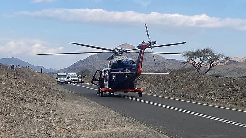 الهلال الأحمر يباشر حادث تصادم على طريق الهجرة بـ المدينة المنورة