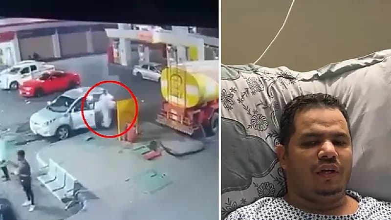 بالفيديو .. مواطن يرد على تسببه في اندلاع حريق داخل محطة وقود بالمدينة