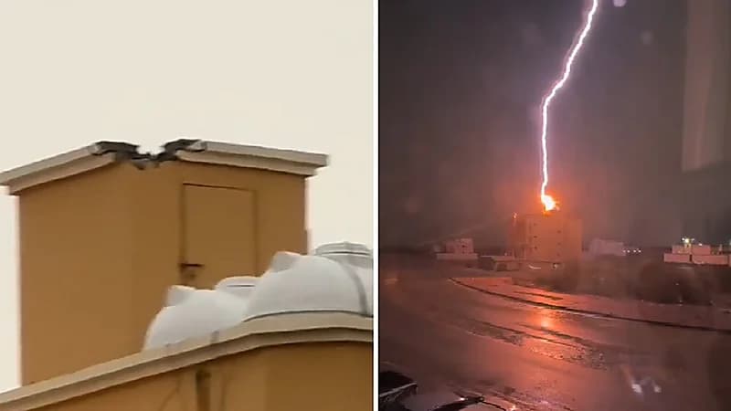 صاعقة رعدية تضرب سطح منزل بجازان وتلحق أضراراً في بيت الدرج.. فيديو