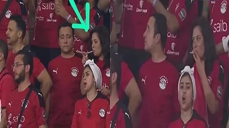 نائبة مصرية تثير الجدل بتدخينها في مباراة الكاميرون