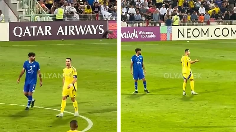 ردة فعل رونالدو على ترديد مشجعي الاستقلال اسم "ميسي" .. فيديو