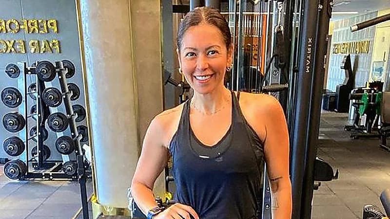 لقاء الخميسي في أحدث ظهور لها من داخل الچيم