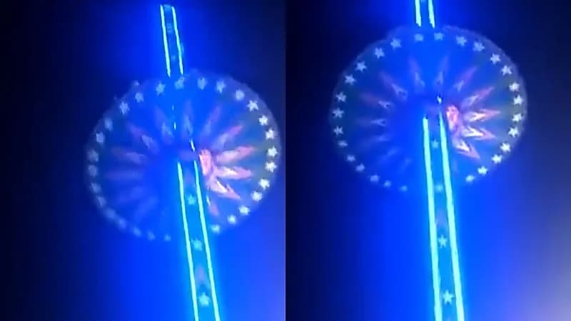 بالفيديو.. لحظة سقوط لعبة ملاهي بشكل مروع