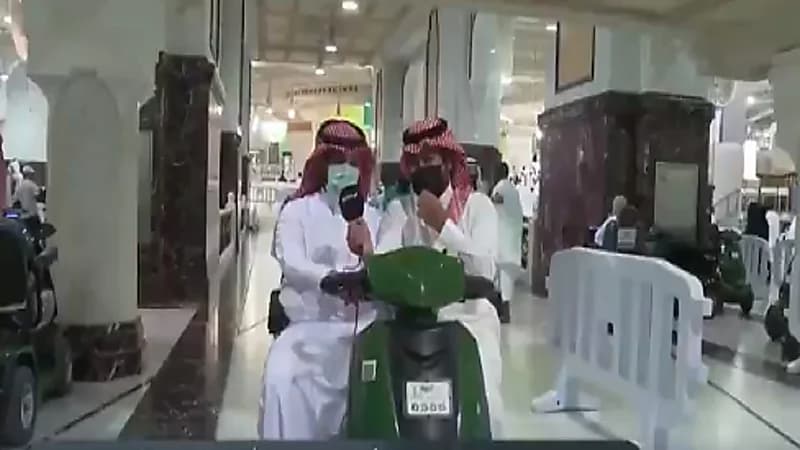 بالفيديو.. تجربة مباشرة لاستخدام العربات الكهربائية للمعتمرين