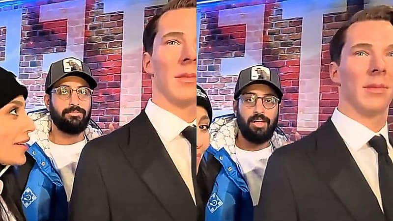 غيرة طريفة من خالد صقر على زوجته إلهام من تمثال .. فيديو