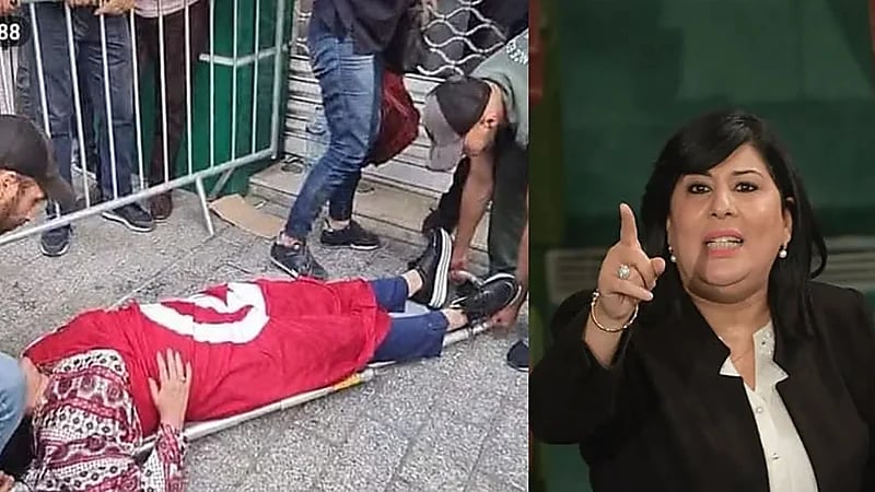 انهيار عبير موسى أمام الداخلية التونسية إثر إضرابها عن الطعام