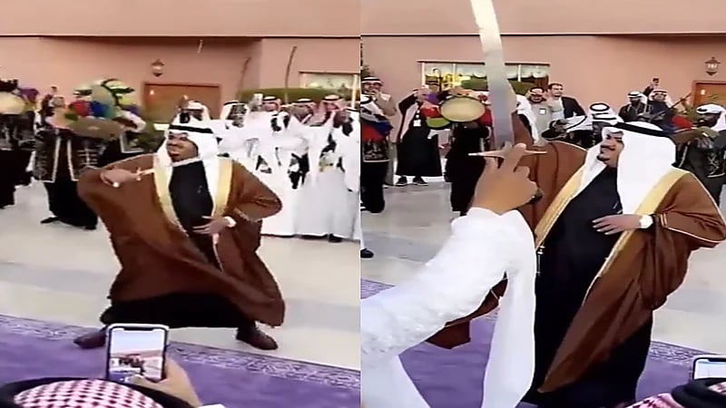 شاهد.. أمير الرياض بالنيابة يؤدي "العرضة"