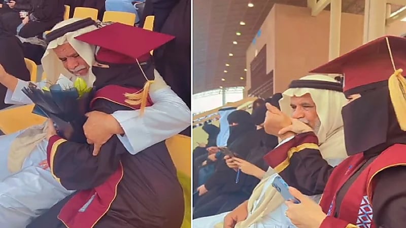 قصة المسن الذي خطف الأنظار باحتفال مؤثر لتخرج ابنته .. فيديو