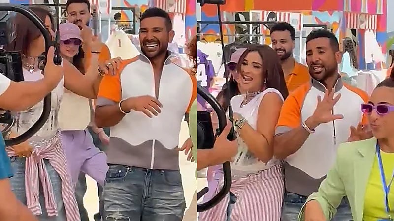 ياسمين عبدالعزيز وأحمد سعد يخطفان الأنظار في إعلان مشترك على أنغام شعبية .. فيديو