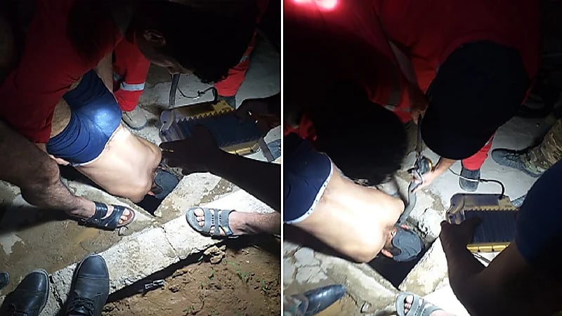 بالفيديو.. لحظة إنقاذ طفل سقط داخل بئر في مشهد يحبس الأنفاس