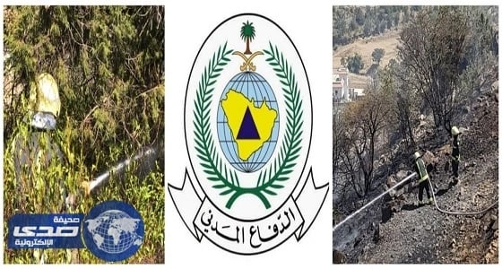 بالصور.. مدني عسير يسيطر على حريق بجبل قرية شعف آل ويمن بابها