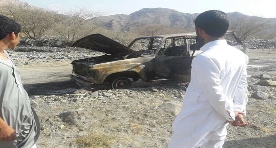 بالصور.. الدفاع المدني بأضم يباشر حريقا شب بسيارة