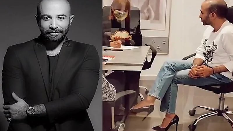 شاهد.. خبير تجميل لبناني يرتدي الكعب العالي ويثير الجدل