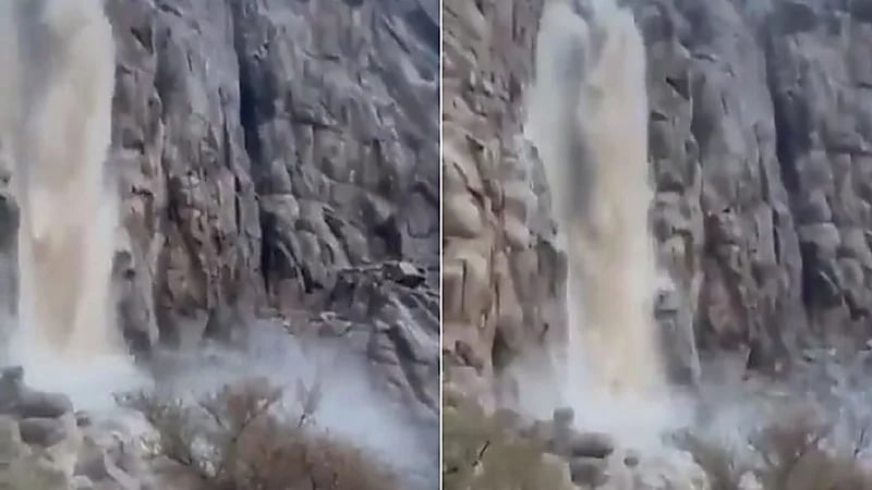 بالفيديو .. جريان شلالات العبارثة إثر هطول الأمطار بحائل