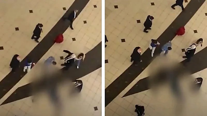 سيدة تقفز من الطابق الخامس بمركز تسوق.. صور