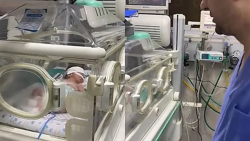 أم تلد رضيعها وهي تلفظ الأنفاس بعد قصف منزلها بغزة .. فيديو