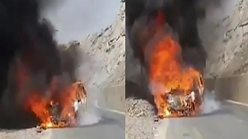 شاهد.. نشوب حريق في سيارة بعقبة الصماء