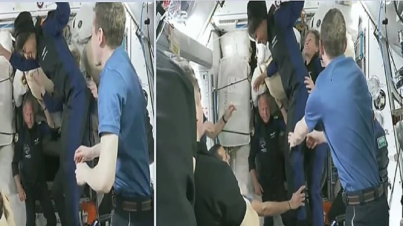 موقف طريف لريانة برناوي لانعدام الجاذبية بمحطة الفضاء (فيديو)