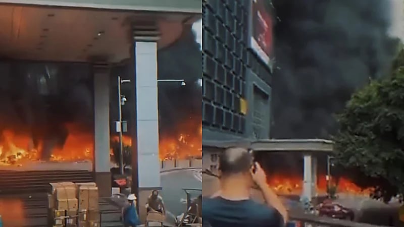 حريق ضخم يلتهم موقف دراجات نارية في الصين.. فيديو