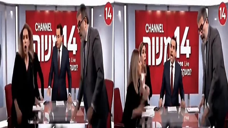هروب المذيع والضيوف بقناة إسرائيلية بعد سماع دوي صافرات الإنذار.. فيديو