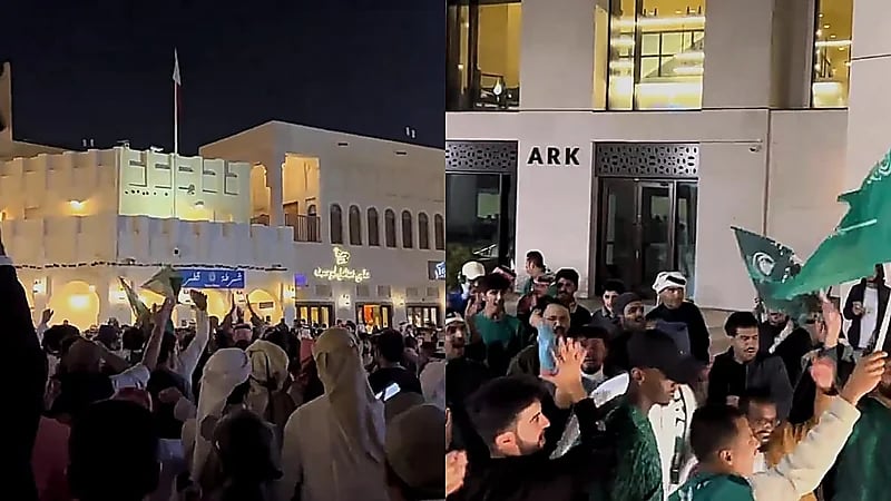 جماهير الأخضر يشعلون الدوحة بهتافاتهم .. فيديو