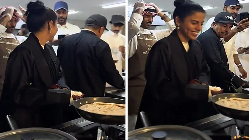 الطباخة طرفة تستمتع بوقتها في المطبخ.. فيديو