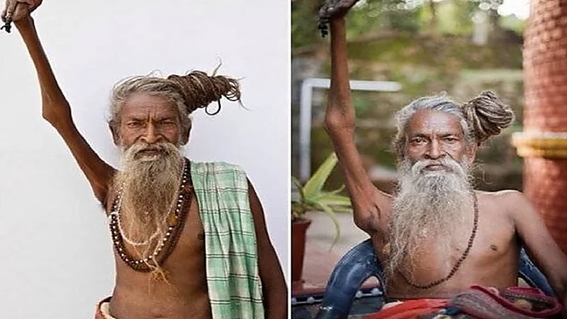 رجل يبقي يده مرفوعة منذ نحو 45 عاما