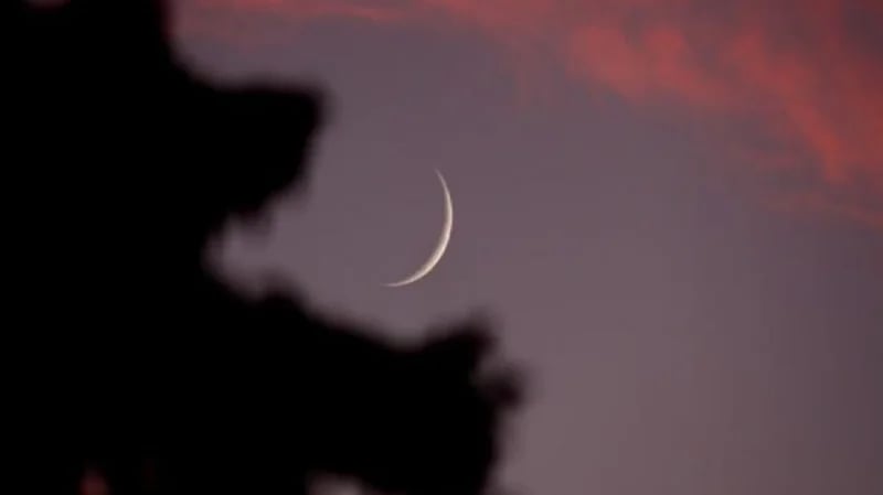 هلال القمر الصغير يزين السماء اليوم