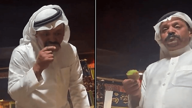 بالفيديو.. شخص يأكل الكيوي بقشره