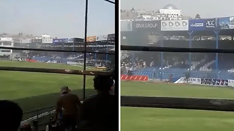 بالفيديو .. لحظة هروب مشجعين من مباراة للكريكيت هربا من انفجار