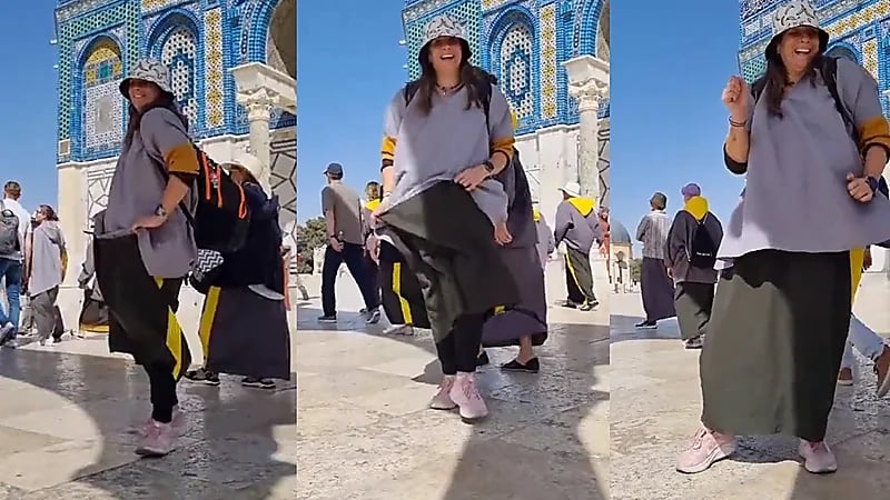 شاهد..مستوطنة إسرائيلية ترقص بشكل استفزازي بالمسجد الأقصى