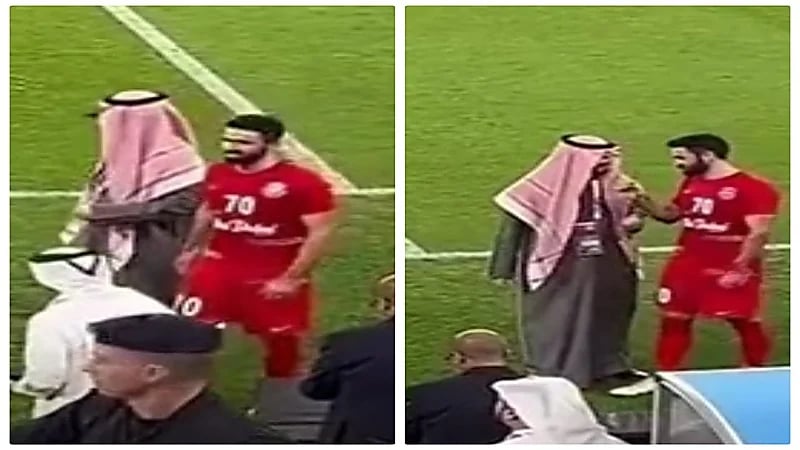 شاهد.. حديث جانبي بين رئيس الهلال وعمر خربين 