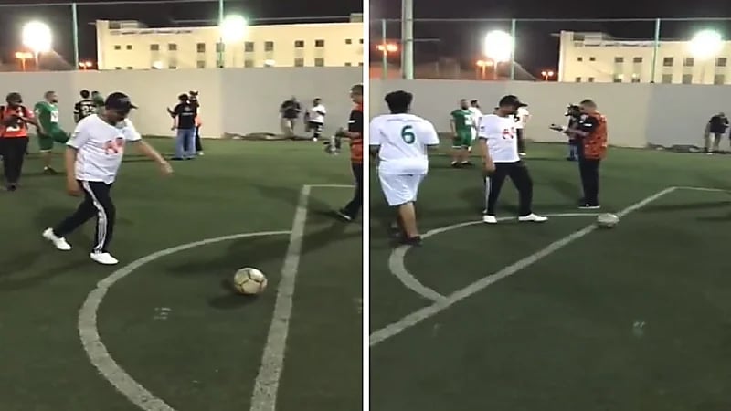 بالفيديو .. عبادي الجوهر يستعرض مهاراته الكروية